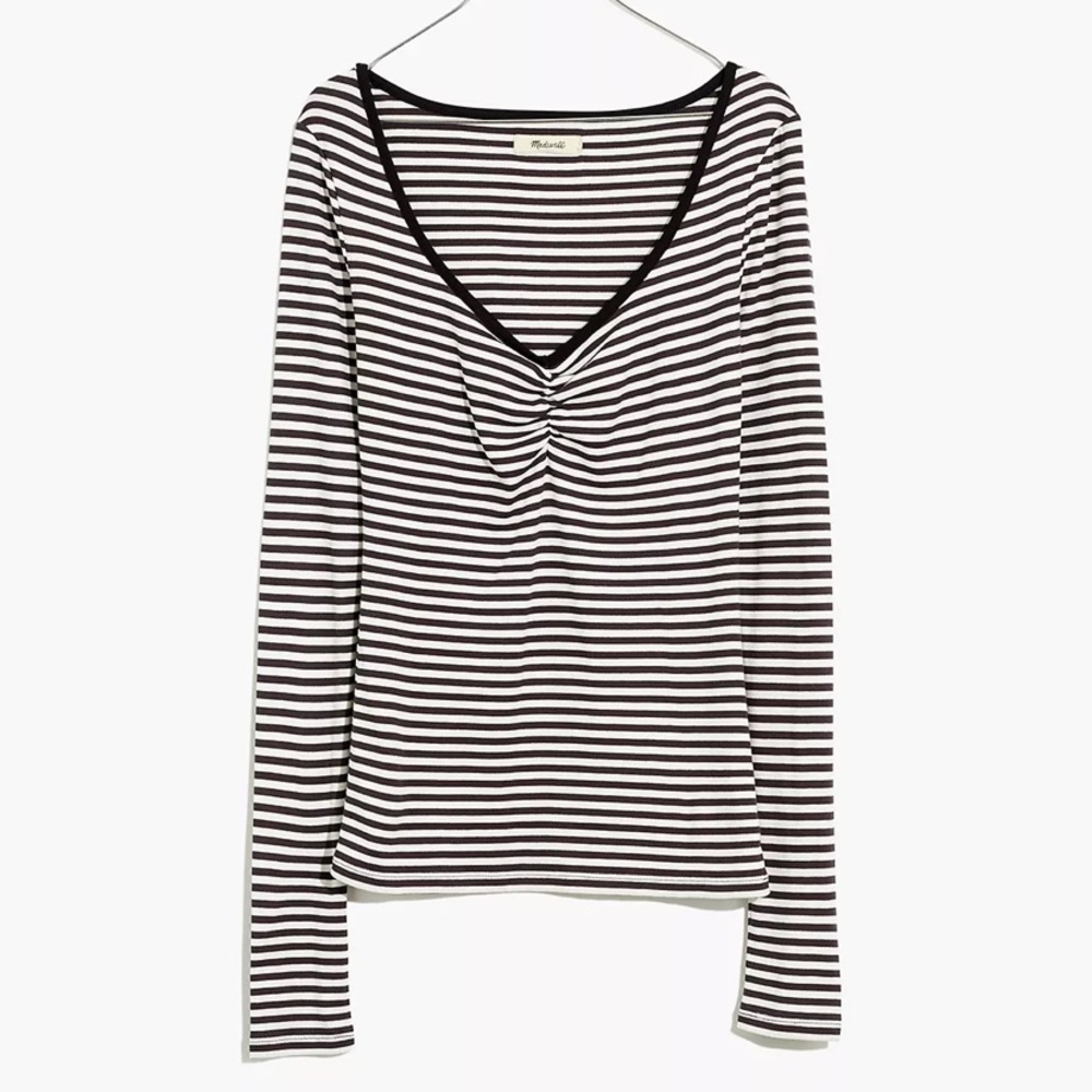 Madewell Fine Ribbed Sweetheart Tee in Stripe - Picture 4 of 5